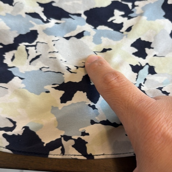 Lewit Silk Flounce Dress Ruffle Blue Green A-Line Printed Womens 6 Short Sleeve - Picture 12 of 12